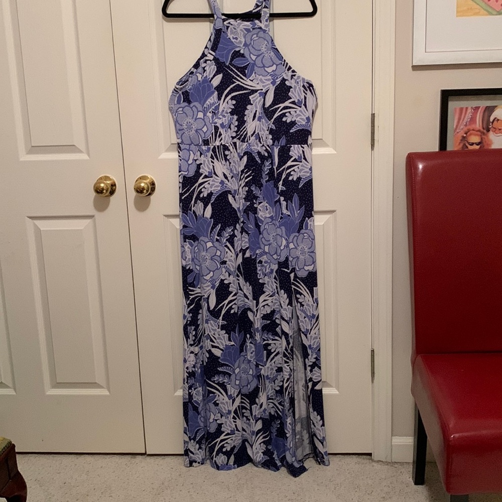 Soma Dress Blue White Floral Maxi Size L